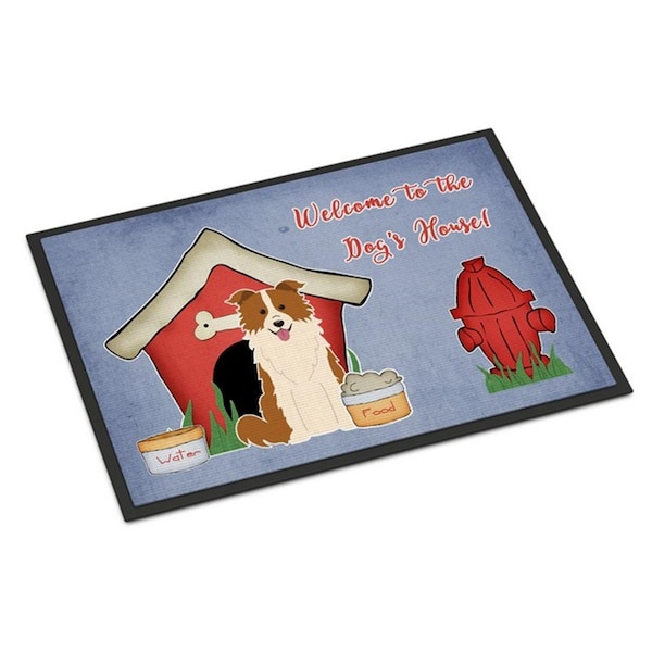 Carolines Treasures Dog House Collection Border Collie Red White Indoor or Outdoor Mat, 18 x 0.25 x 27 in. BB2873MAT - main